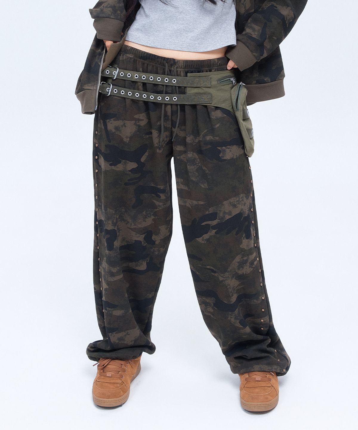 디오스피스(DAUSPICE) (DUC) Waffle Relaxed Fit Lounge Pants Camo