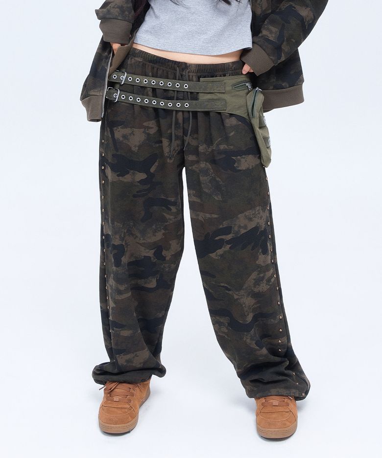 (DUC) Waffle Relaxed Fit Lounge Pants Camo