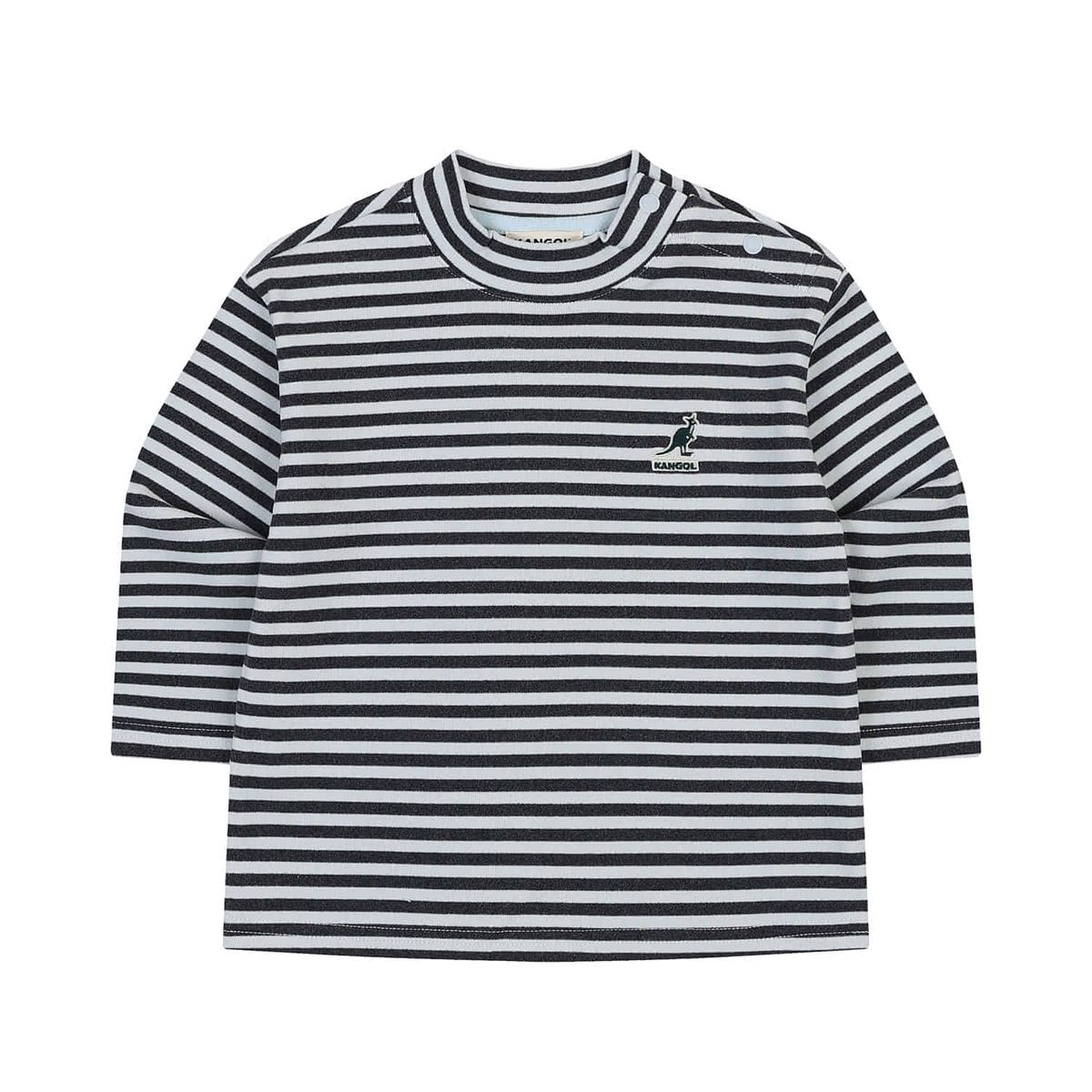 캉골키즈(KANGOL KIDS) [베이비] 스트라이프 브러쉬드 모크넥 티셔츠 SD 0D11 그레이