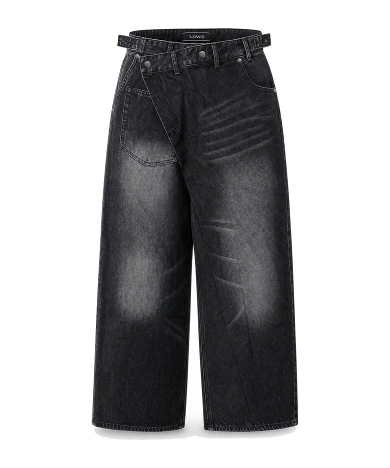 Hook Line Denim Pants Black
