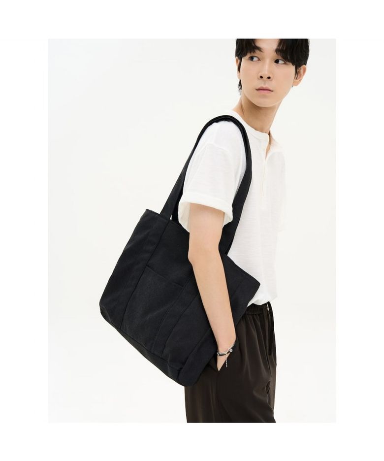 워싱 코튼 쇼퍼백  애쉬