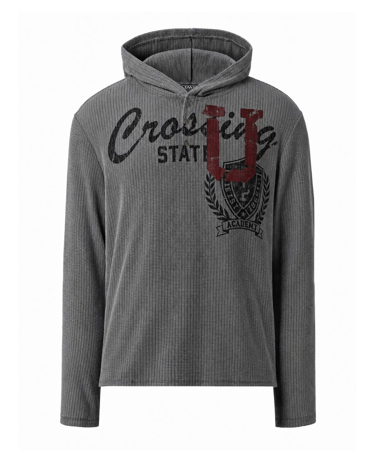 아이돈워너셀(IDWS) Emblem Henley Neck Hoodie Gray