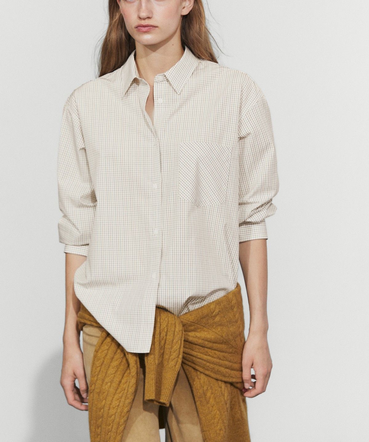마시모두띠(MASSIMO DUTTI) 100% 코튼 체크 셔츠