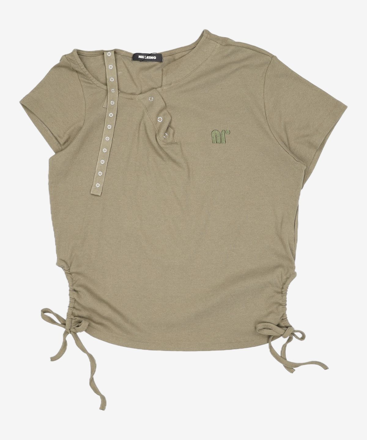 닐링(NILLRING) T18.00 Haff-off-shoulder Short-sleeved T-shirt _ Khaki FREE