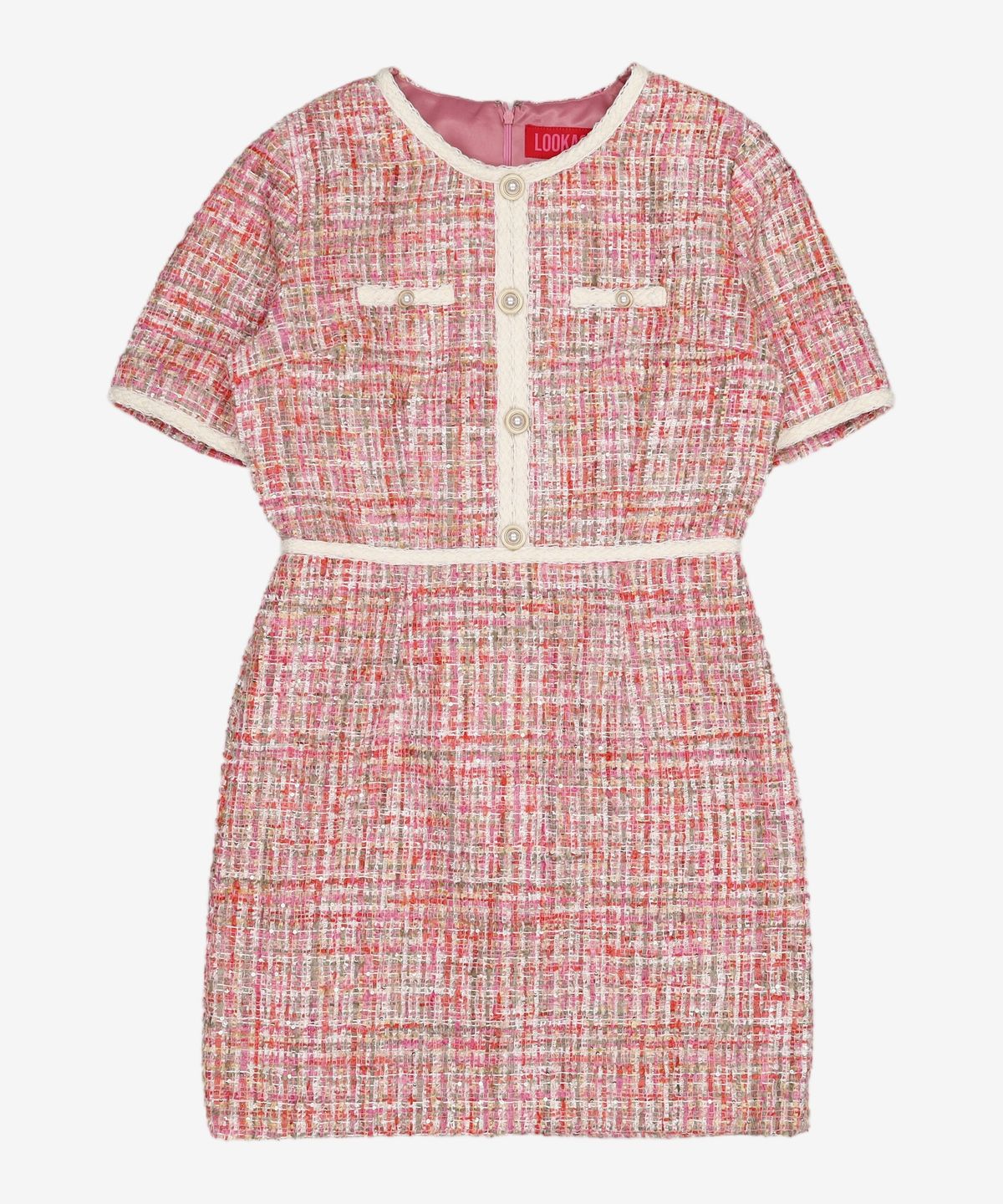 룩캐스트(LOOKAST) PINK TWEED MINI DRESS M