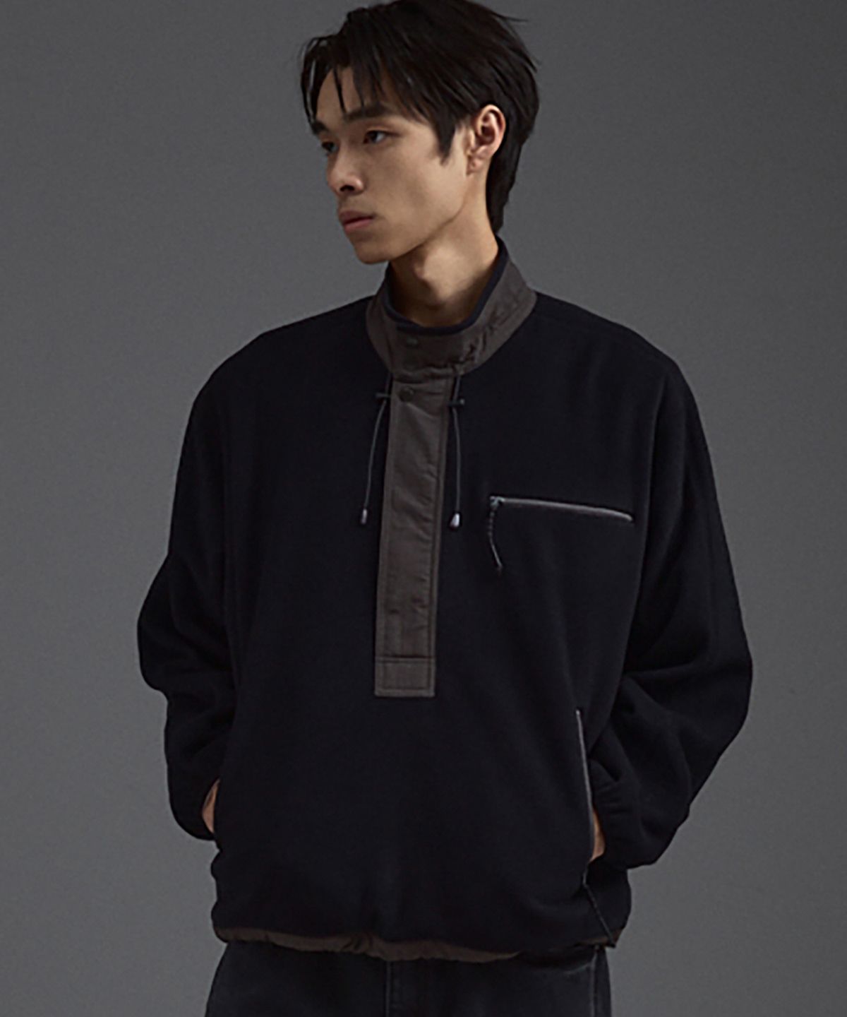 일꼬르소(IL CORSO) POLARTEC 플리스 하프 집업 풀오버 블랙
