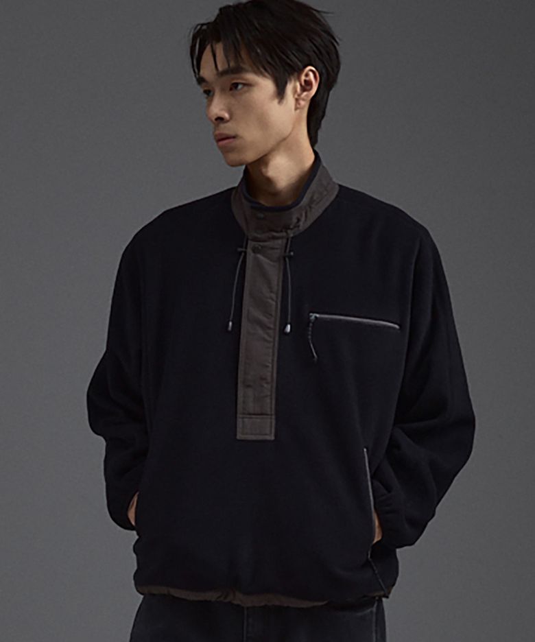 POLARTEC 플리스 하프 집업 풀오버 블랙