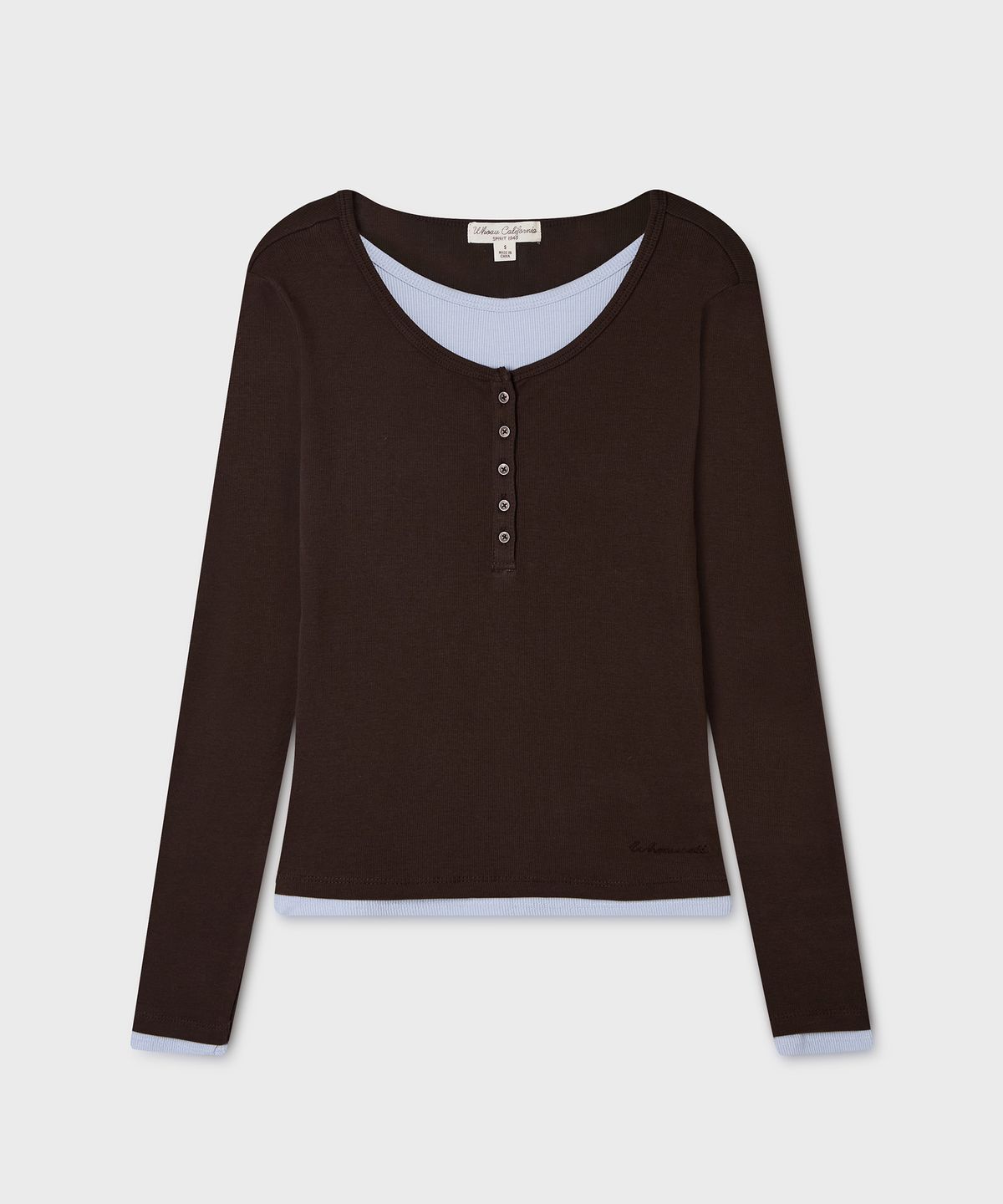 후아유(WHO.A.U) Layered Henryneck Long Sleeve T-shirt(F) / WHLAG4T24F