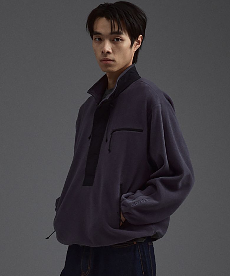 POLARTEC 플리스 하프 집업 풀오버 차콜그레이