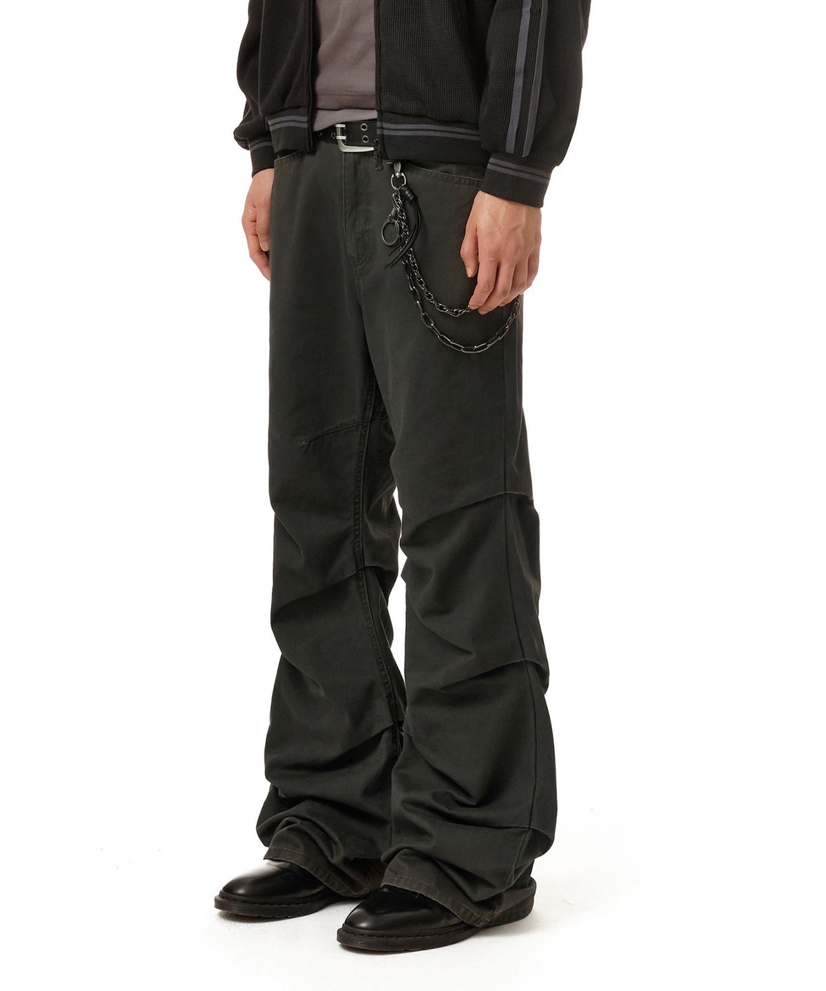 데케트(DECET) Loose Flared Shirring Pants DCPT075Charcoal