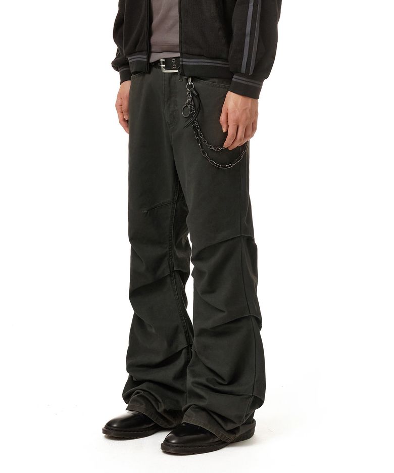 Loose Flared Shirring Pants DCPT075Charcoal