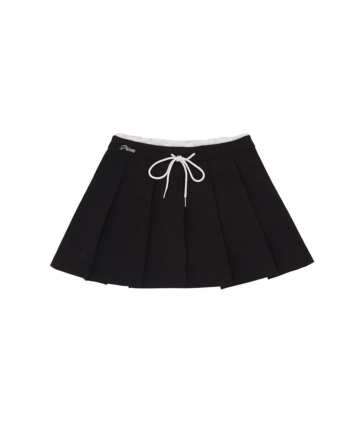 피브비(PIV’VEE) Drawstring Pleated Mini Skirt (ebony black)