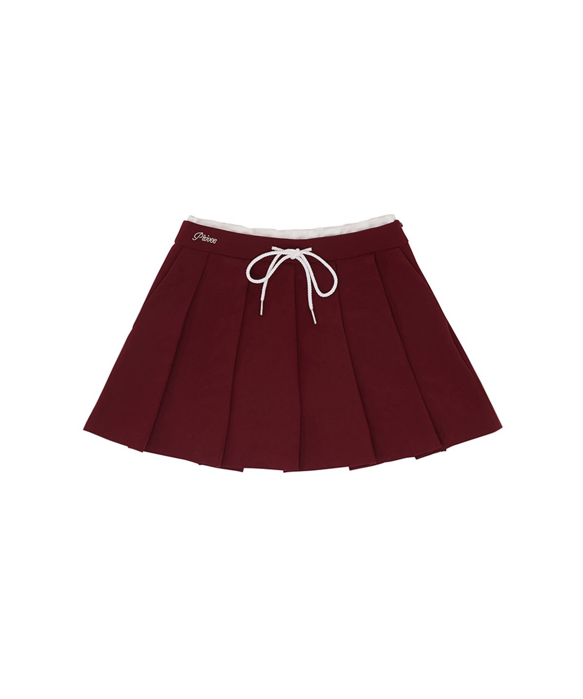 피브비(PIV’VEE) Drawstring Pleated Mini Skirt (wine red)
