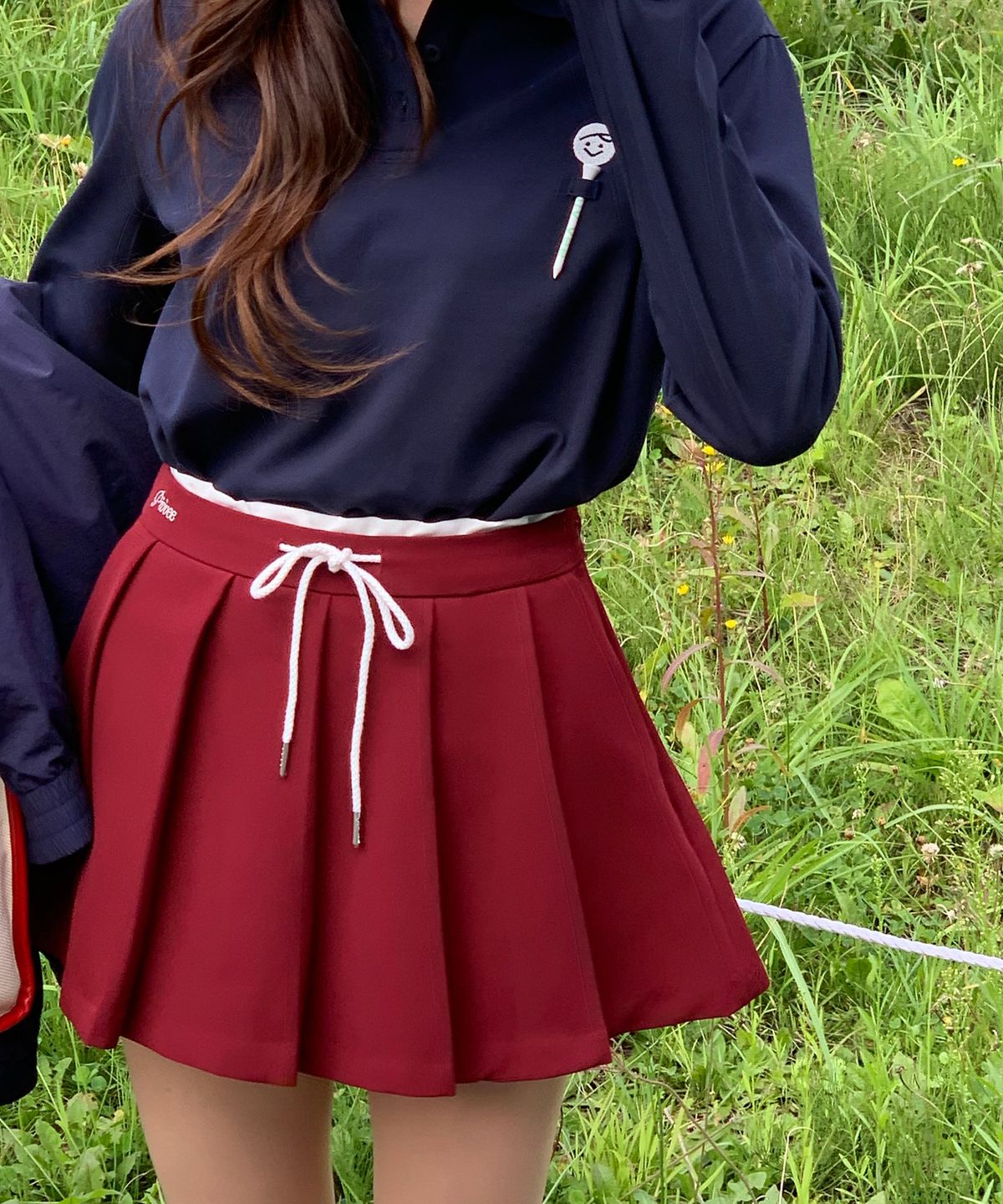 피브비(PIV’VEE) Drawstring Pleated Mini Skirt (wine red)