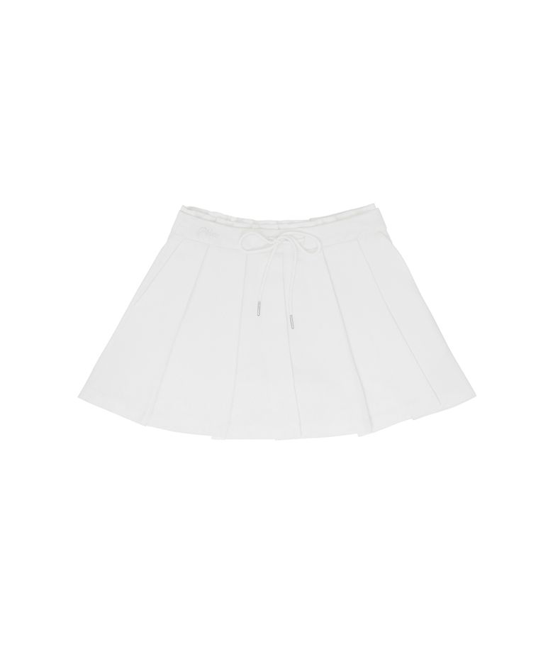 Drawstring Pleated Mini Skirt (cloud white)
