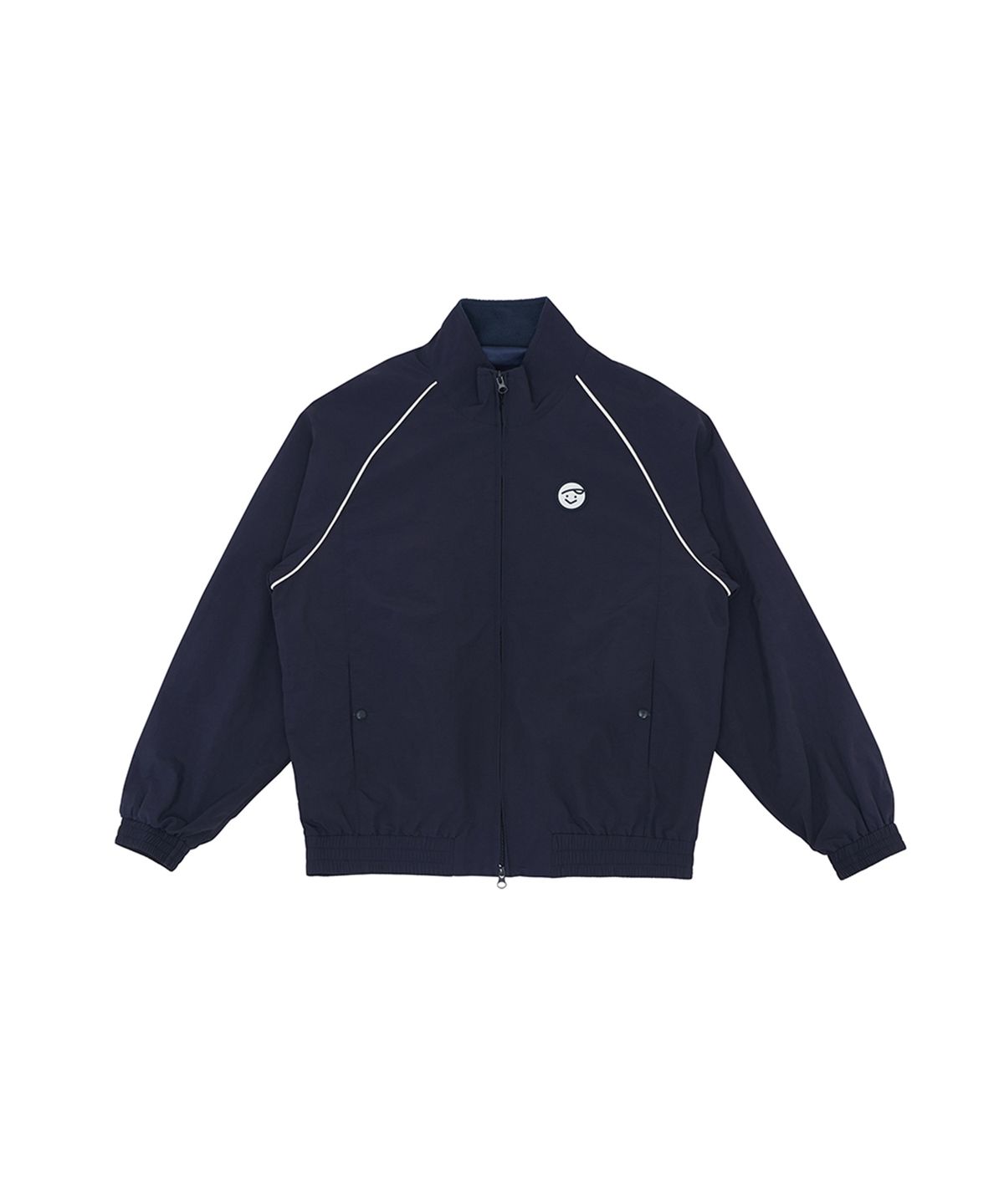 피브비(PIV’VEE) Smiley Patch Blouson Zip-up Jumper (ocean navy)