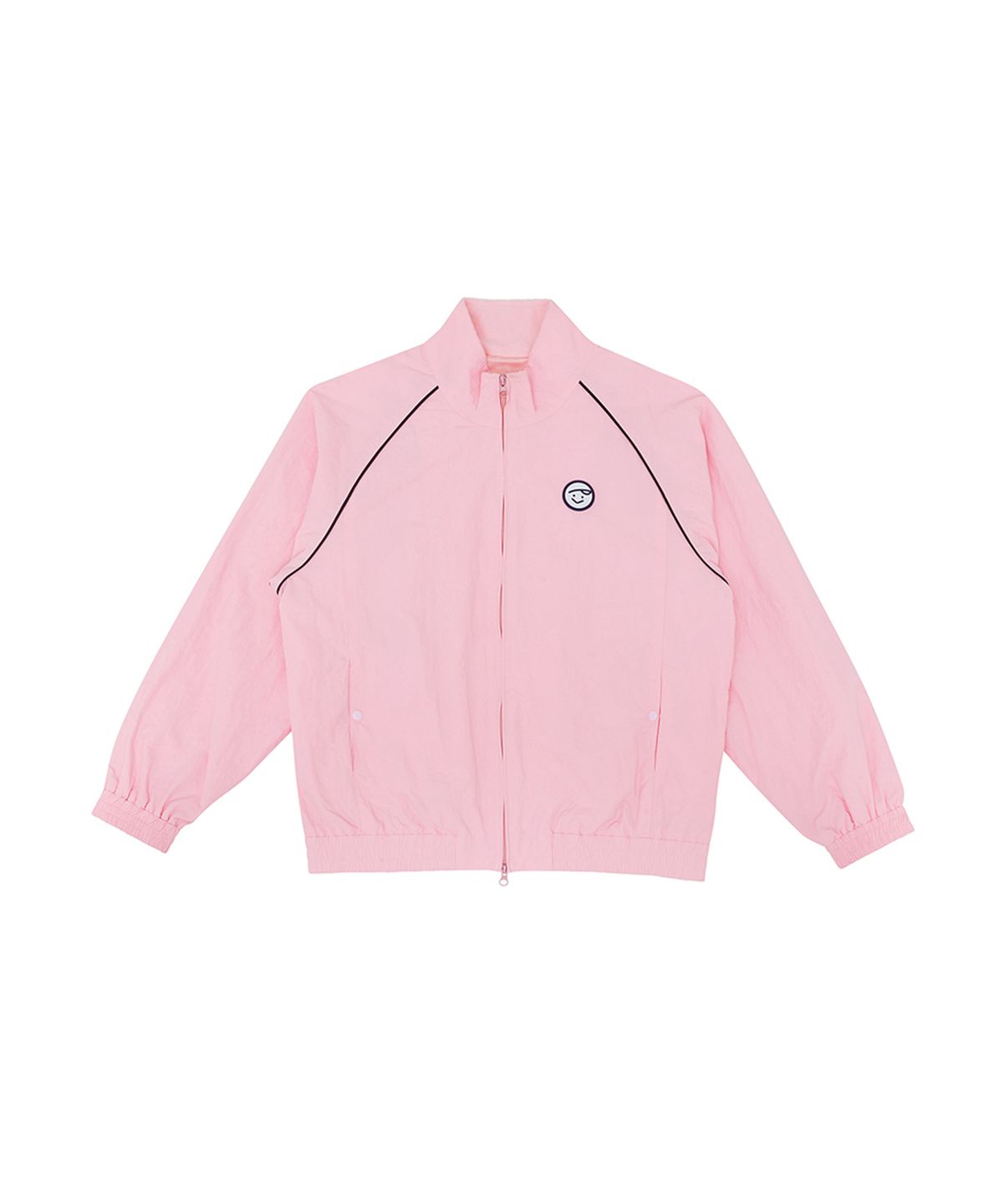 피브비(PIV’VEE) Smiley Patch Blouson Zip-up Jumper (bubble pink)