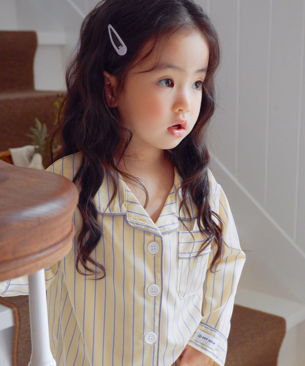 오프아워 키즈(OFFHOUR KIDS) 버터크림 키즈 긴팔 잠옷 세트