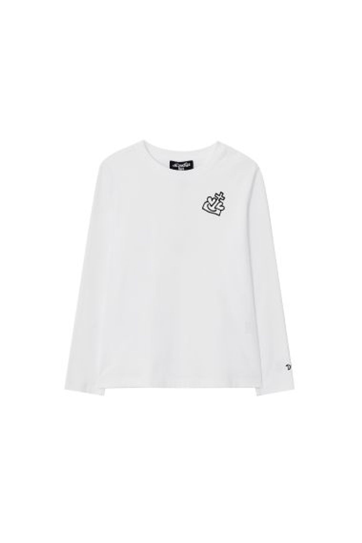 데바스테(DEVASTEE) 자수 디테일 라운드넥 긴팔티 (EFFDVTP11WHT)