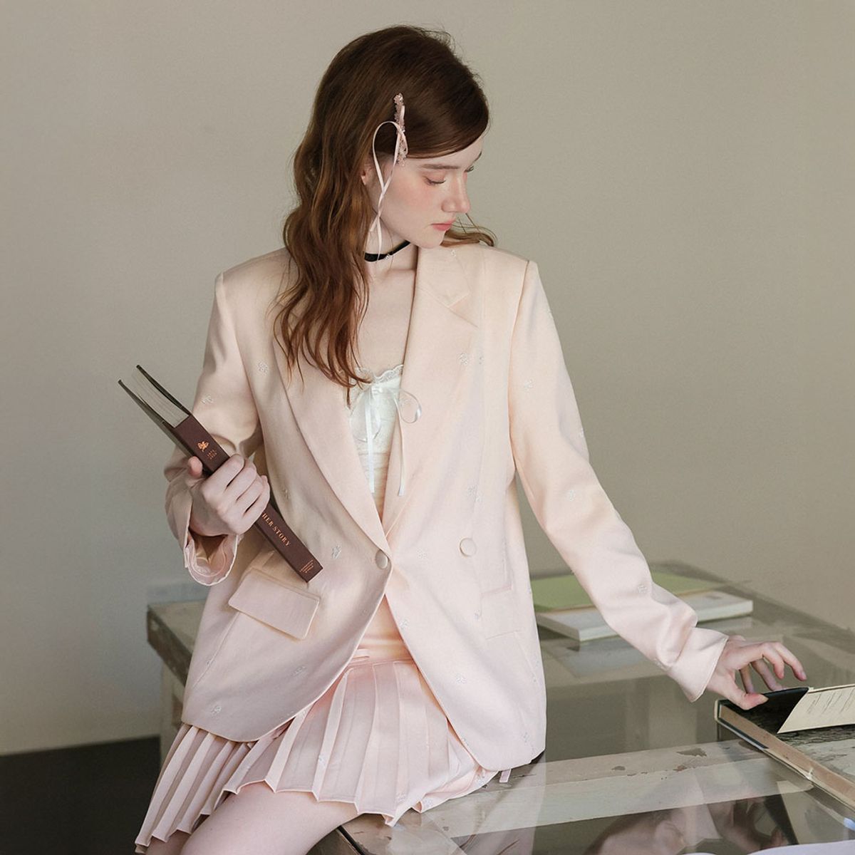 쎄무아듀(CEST MOIDEW) Cest_Embroidered pink blazer