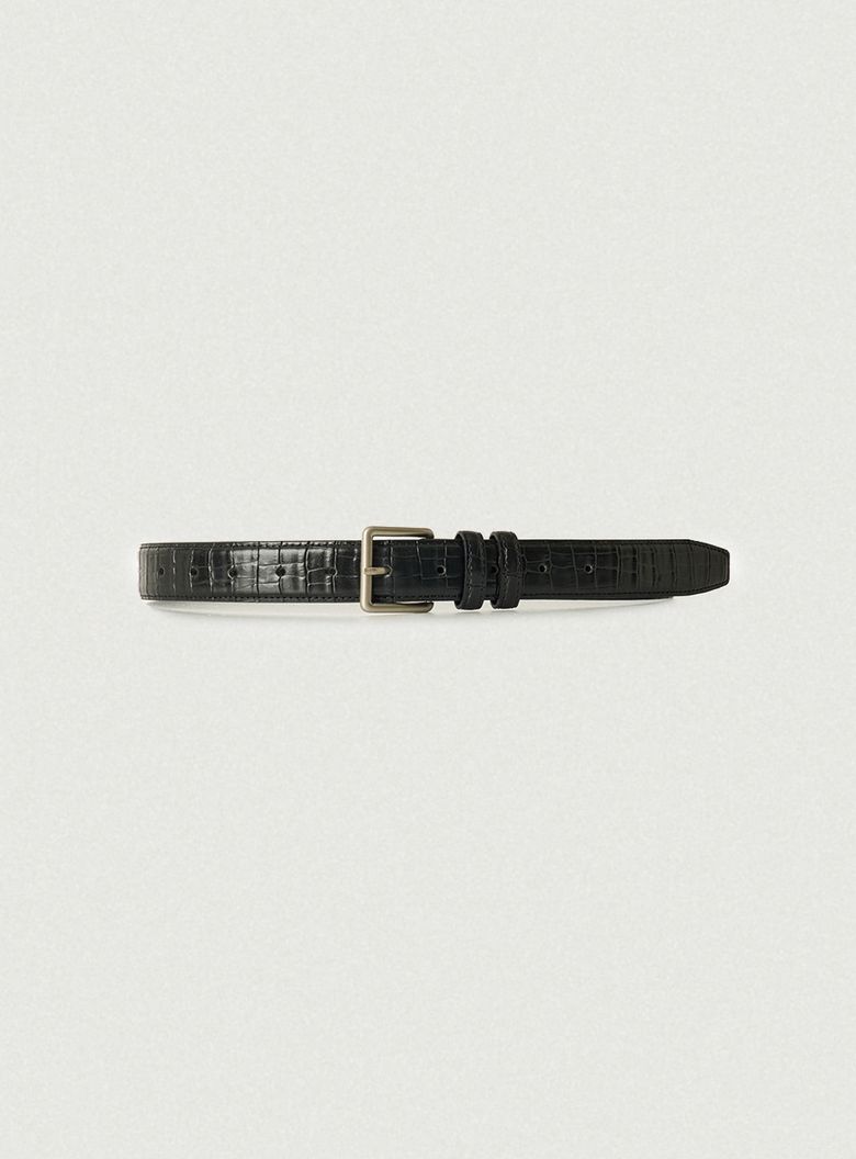 Square Bold Leather Belt_Black