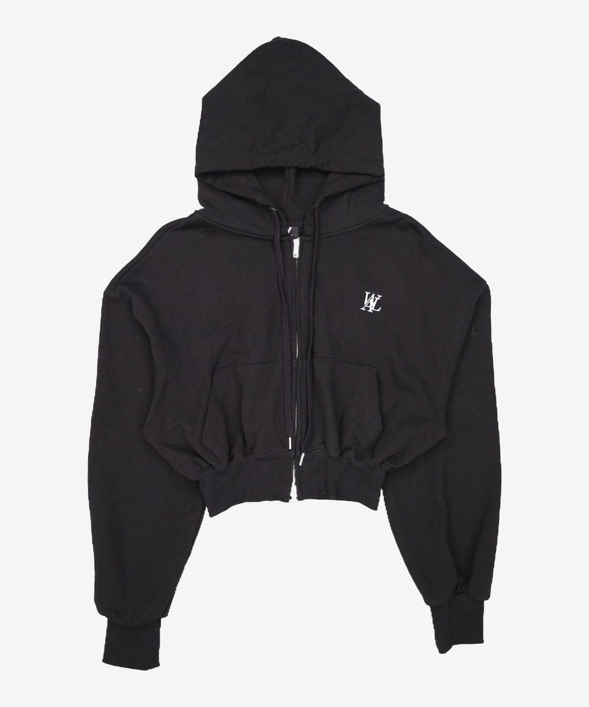 우알롱(WOOALONG) Signature crop hood zip-up - CHARCOAL S