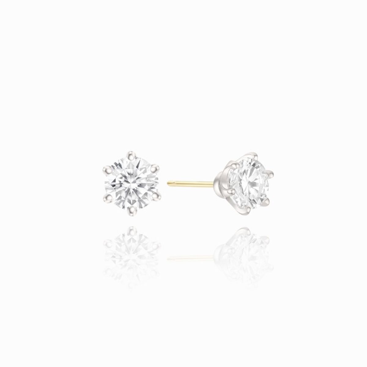 미니골드(MINIGOLD) [실버+14K골드침] 4.5mm 모이사나이트 귀걸이 MEM22318