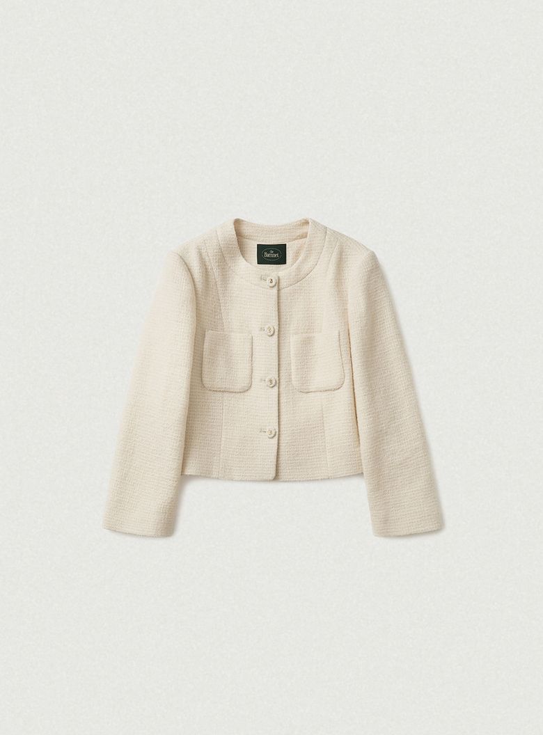 Annes Tweed Set-up Jacket_Cream