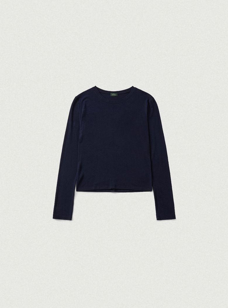 Soft Slim Wool Tencel T-Shirt_Navy