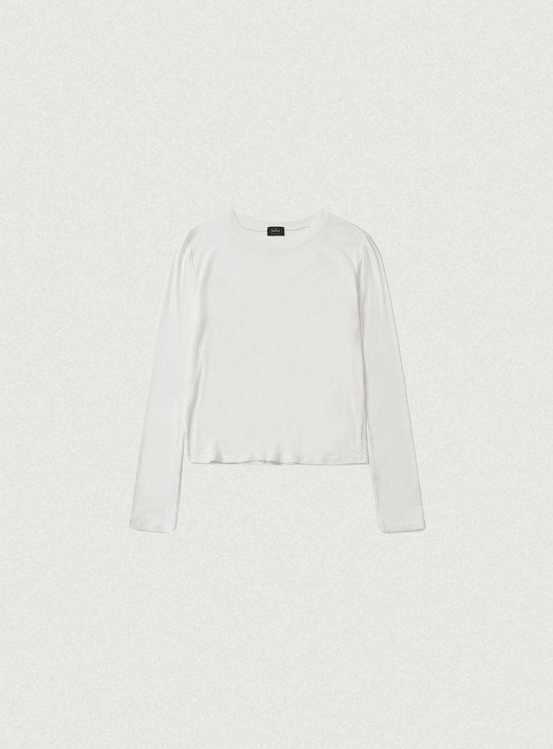 Soft Slim Wool Tencel T-Shirt_Ivory