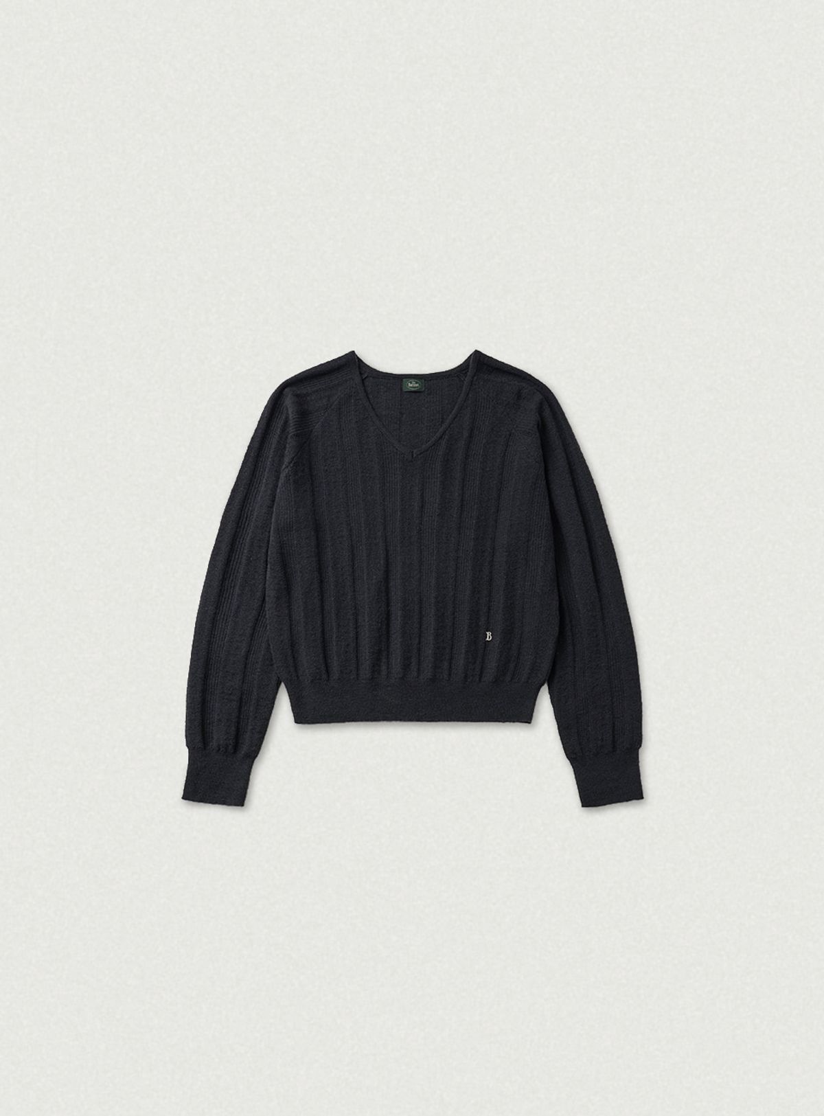 더바넷(THEBARNNET) Veil Mohair Pointelle V-neck Knit_Charcoal