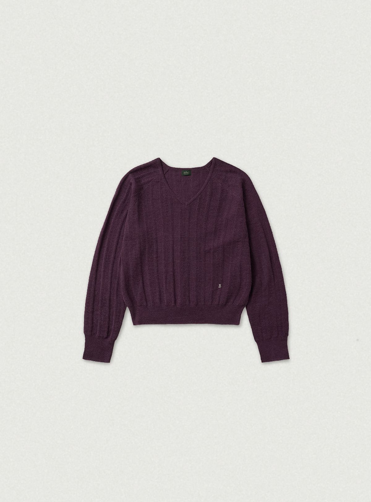 더바넷(THEBARNNET) Veil Mohair Pointelle V-neck Knit_Deep Purple