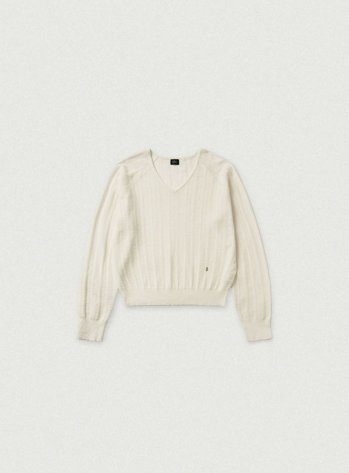 더바넷(THEBARNNET) Veil Mohair Pointelle V-neck Knit_Ivory
