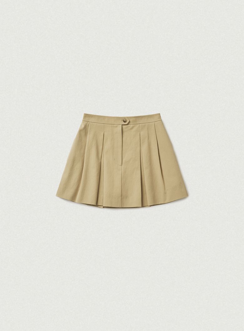 Wael Pleats Mini Skirt_Beige