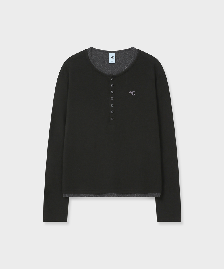 레이어드 헨리넥 니트 (BLACK)_GCCUJTS01BK