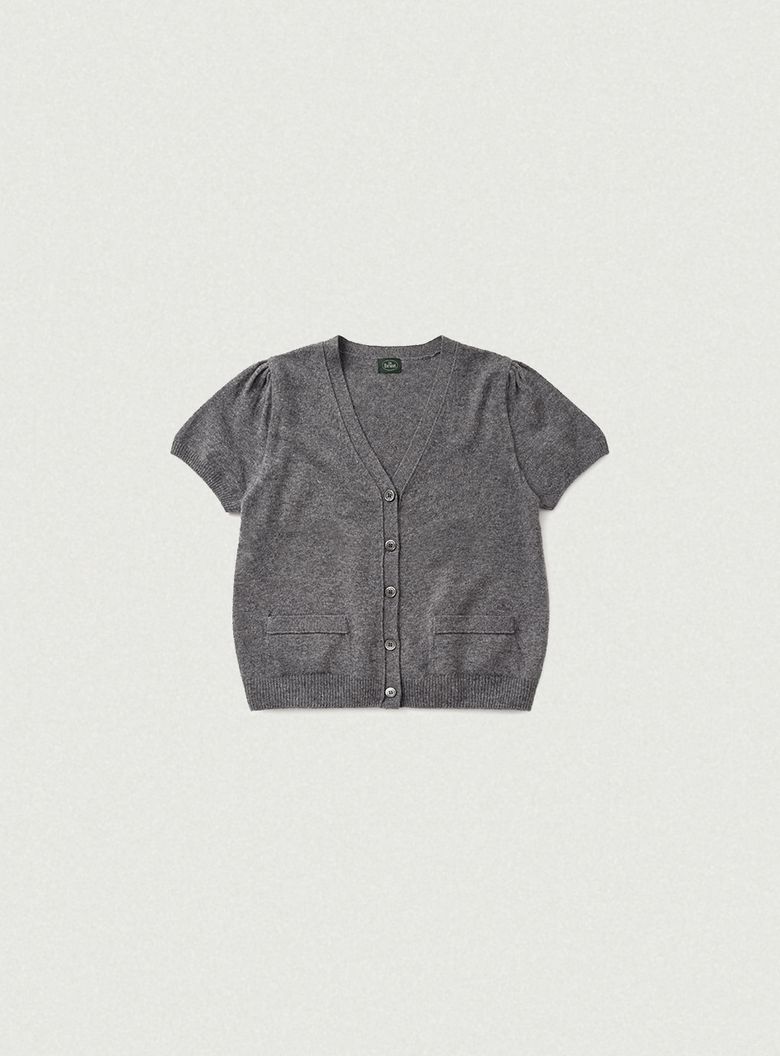 Clay Cashmere Half Knit Cardigan_Charcoal