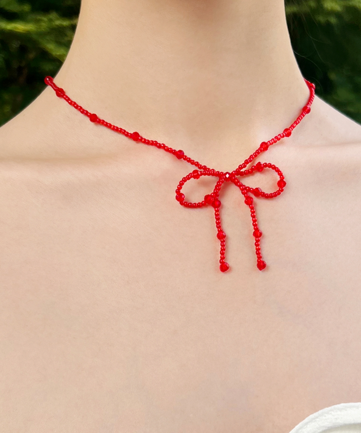 판타스틱 플래닛(FANTASTIC PLANET) ribbon beads necklace (RED)