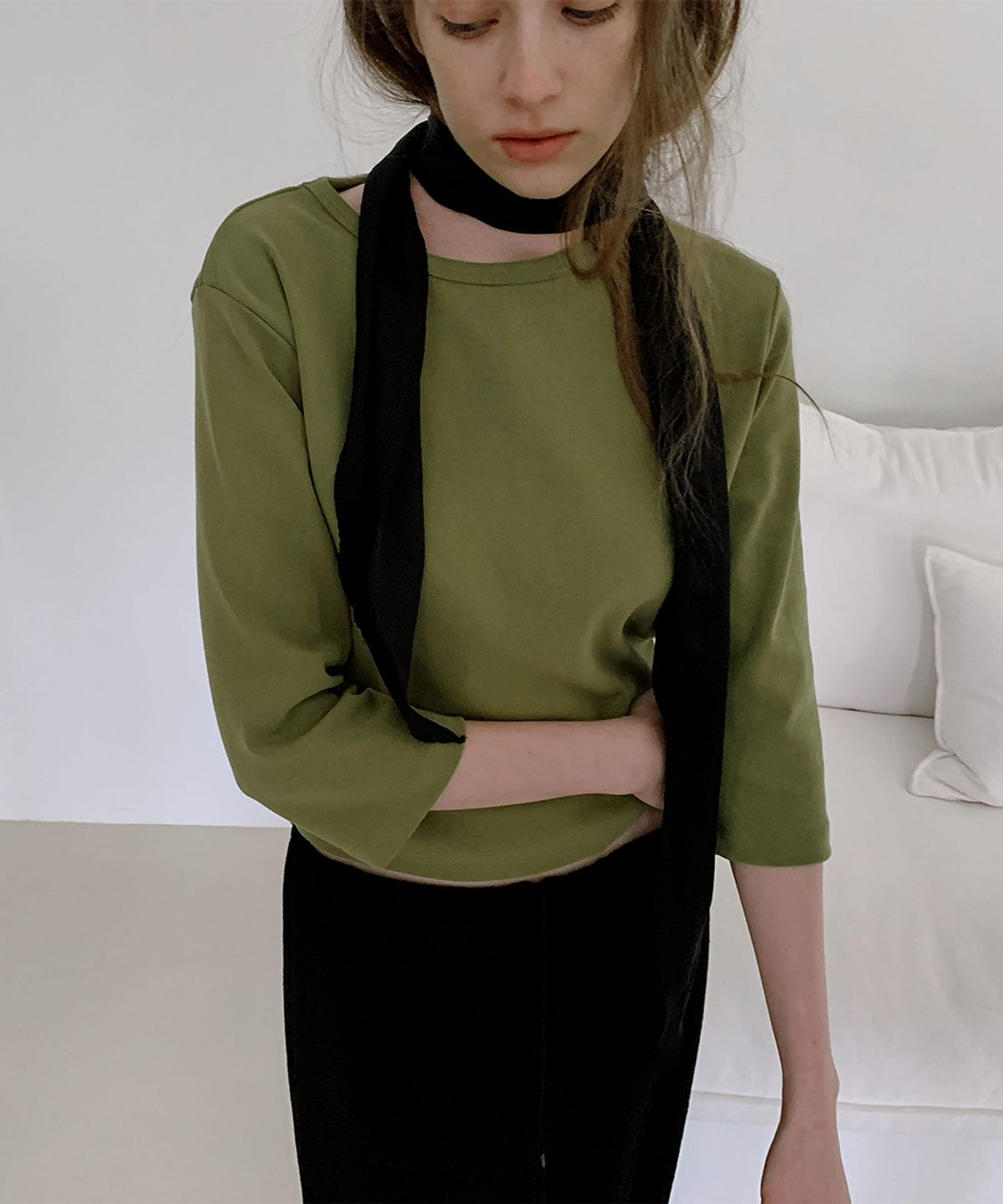 오얼즈(OURLS) [3차]Sage 3/4 Sleeve Tee(3color)