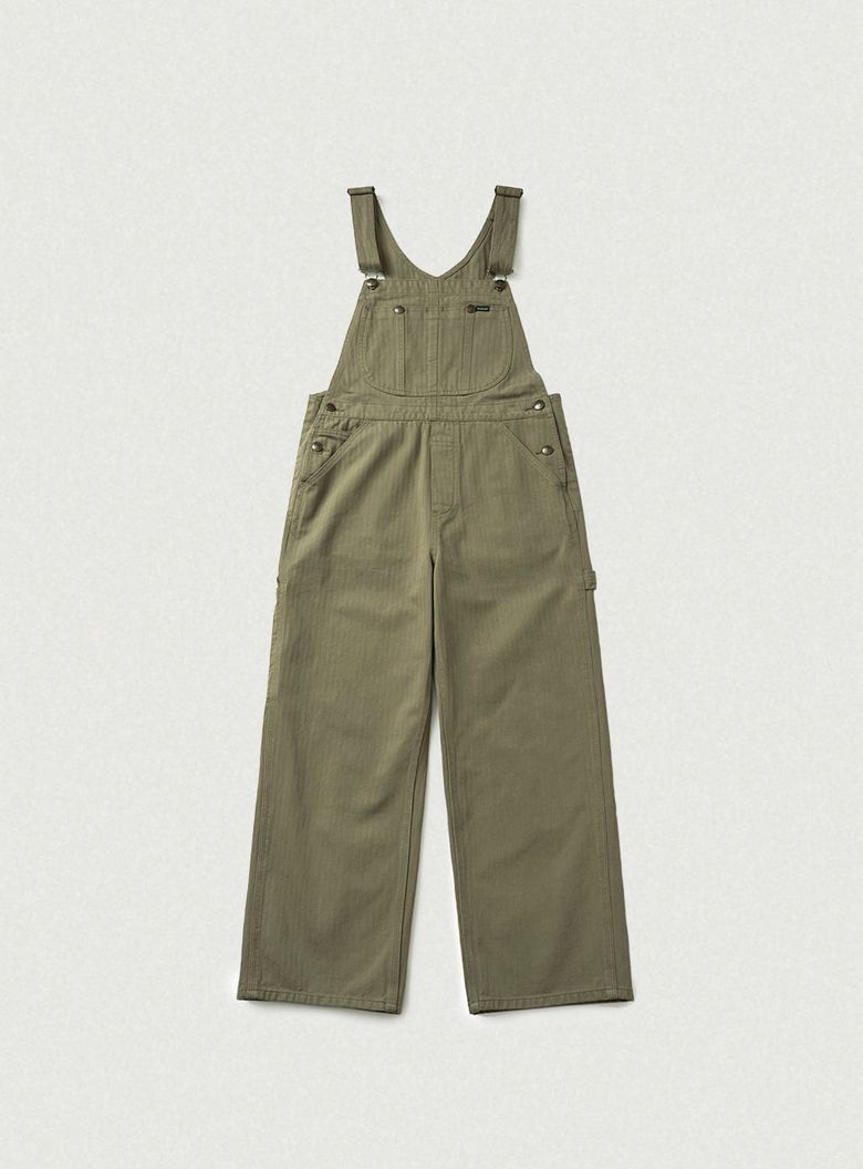 Leaf Herringbone Cotton Overall_Khaki