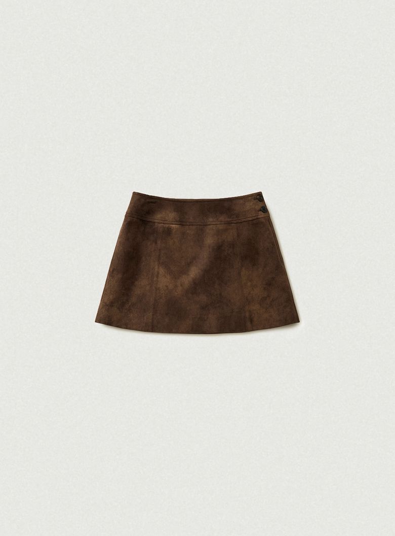 Harri Suede Mini Skirt_Brown