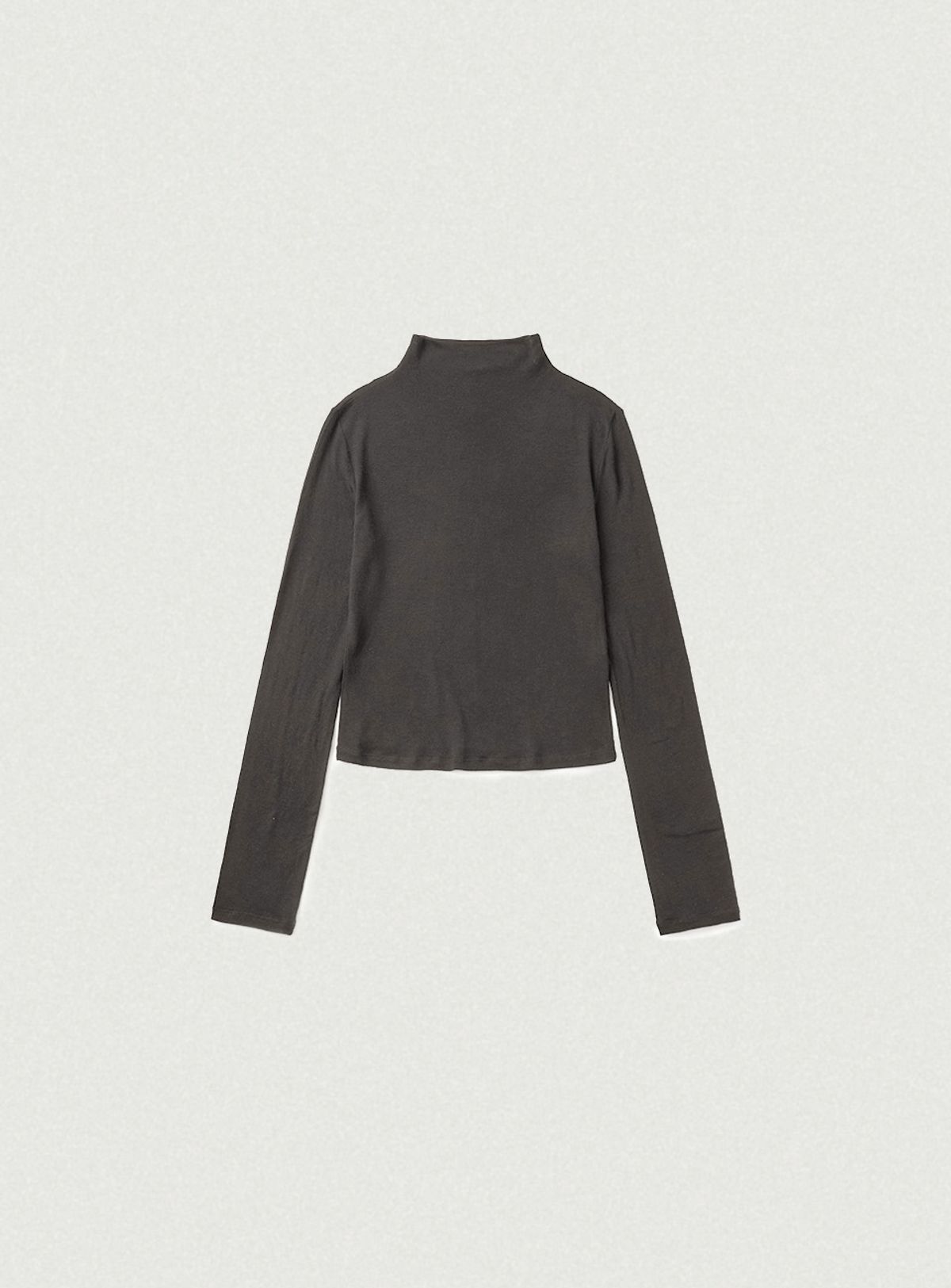 더바넷(THEBARNNET) Wool Tencel Mock-Neck Long Sleeve T-Shirt_Charcoal