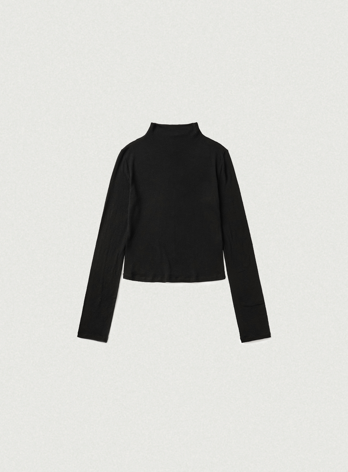 더바넷(THEBARNNET) Wool Tencel Mock-Neck Long Sleeve T-Shirt_Black