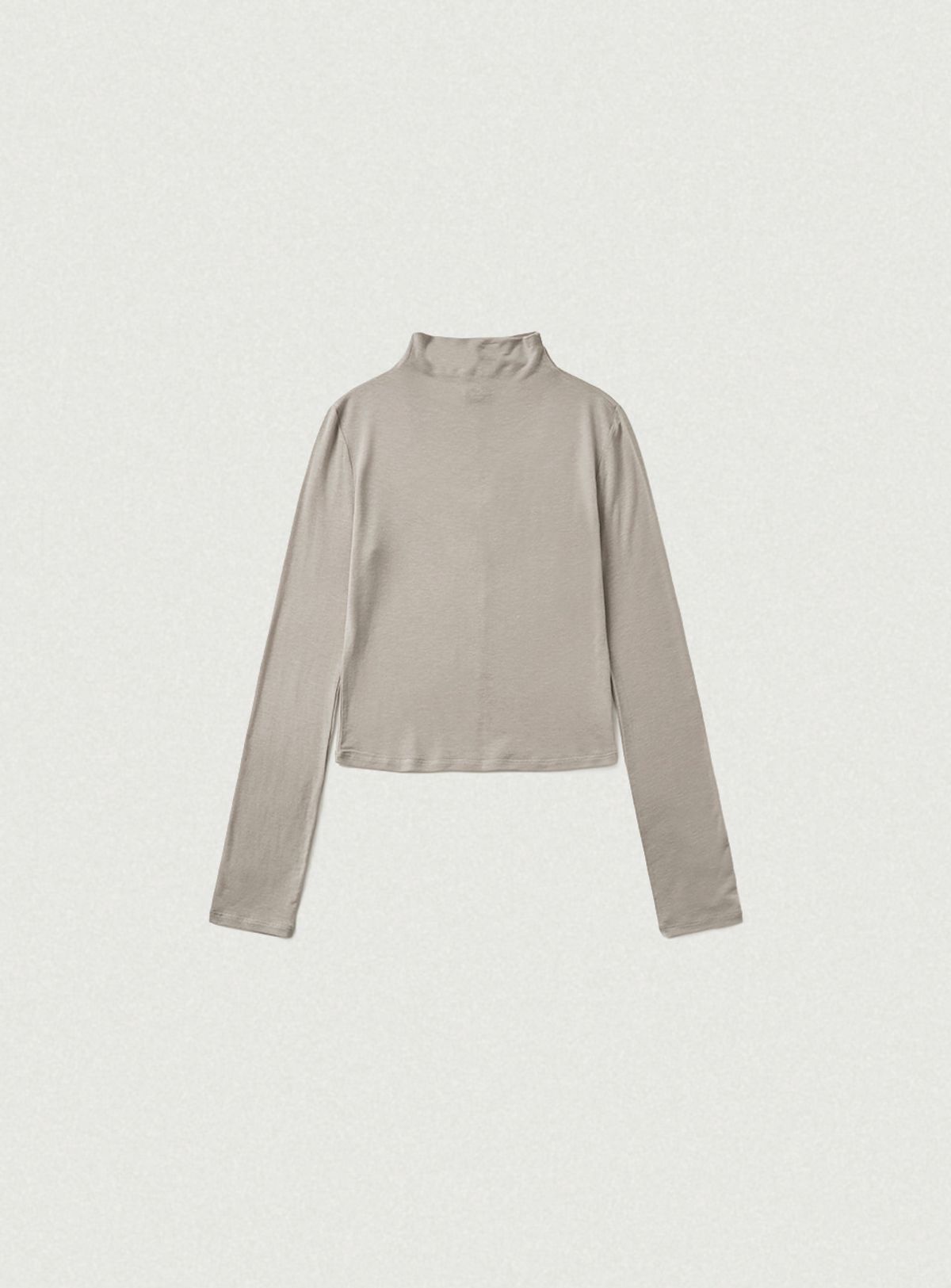 더바넷(THEBARNNET) Wool Tencel Mock-Neck Long Sleeve T-Shirt_Beige