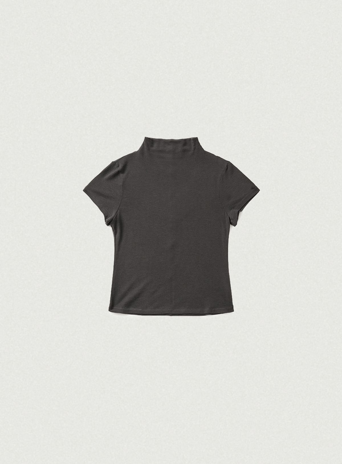 더바넷(THEBARNNET) Wool Tencel Mock-Neck T-Shirt_Charcoal
