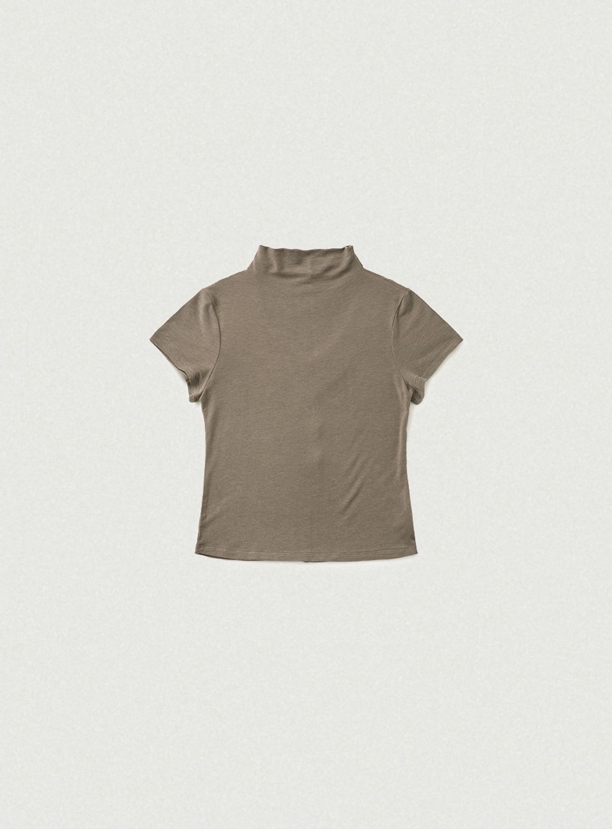 더바넷(THEBARNNET) Wool Tencel Mock-Neck T-Shirt_Mocha
