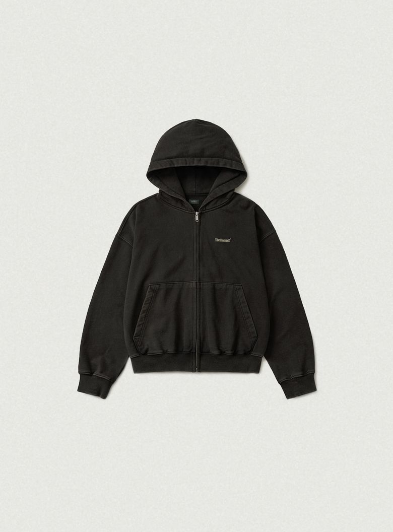 Sun-Faded Zip-Up Hoodie_Washed Black