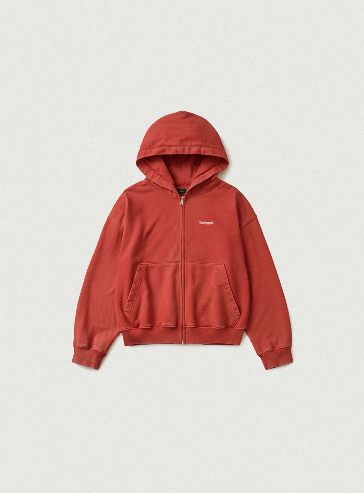 더바넷(THEBARNNET) Sun-Faded Zip-Up Hoodie_Washed Red