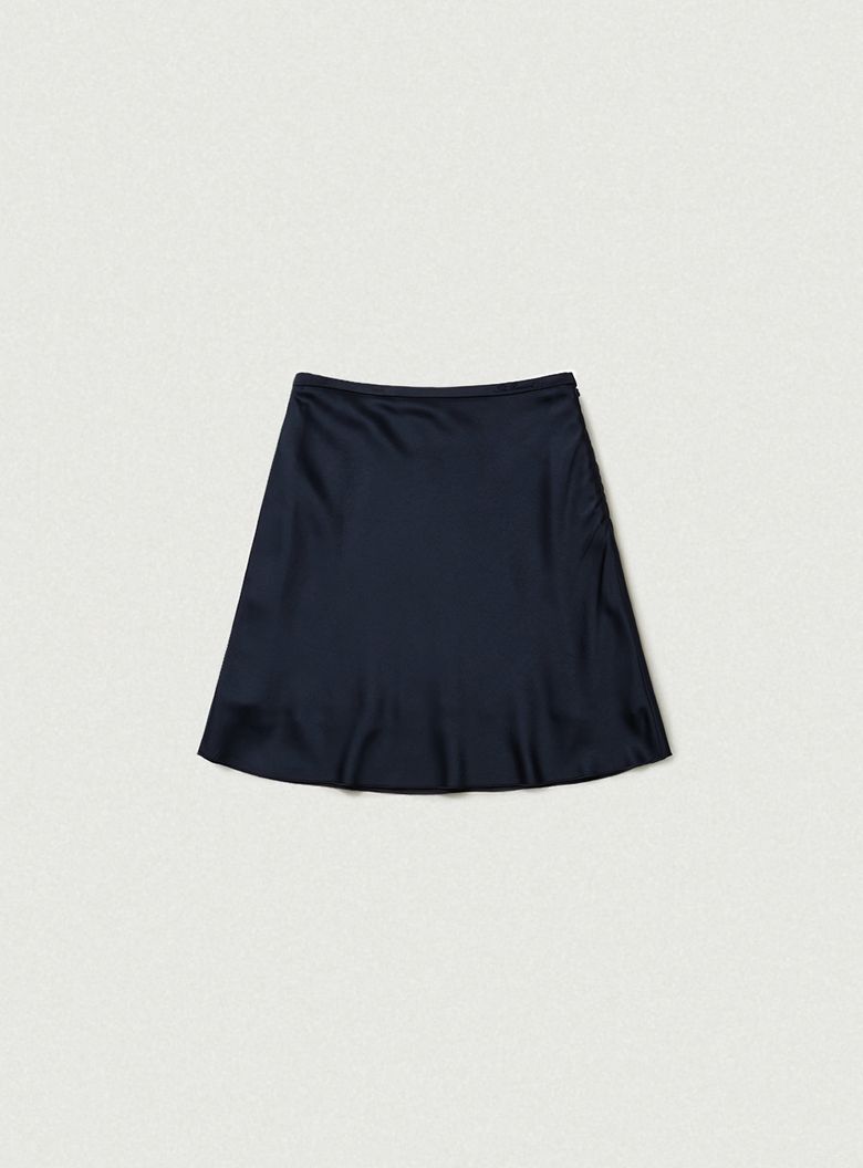 Glow Satin Midi Skirt_Navy
