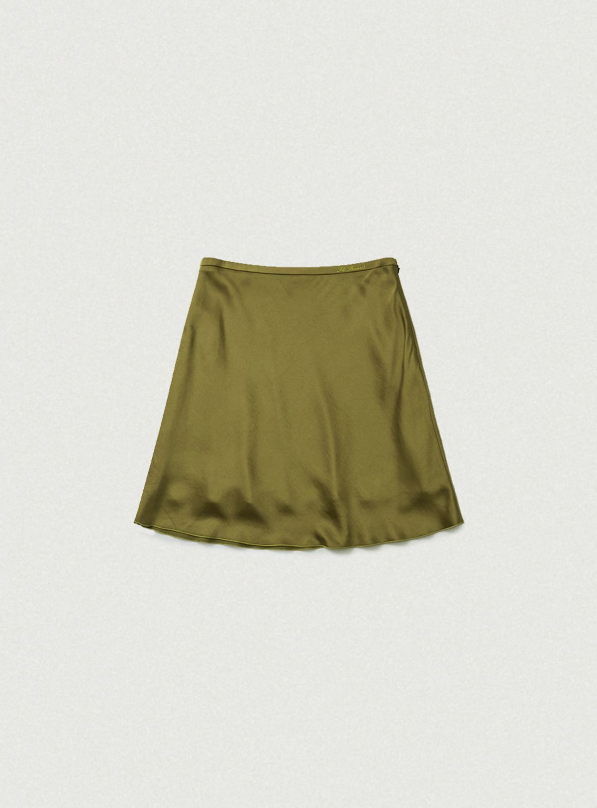 더바넷(THEBARNNET) Glow Satin Midi Skirt_Olive