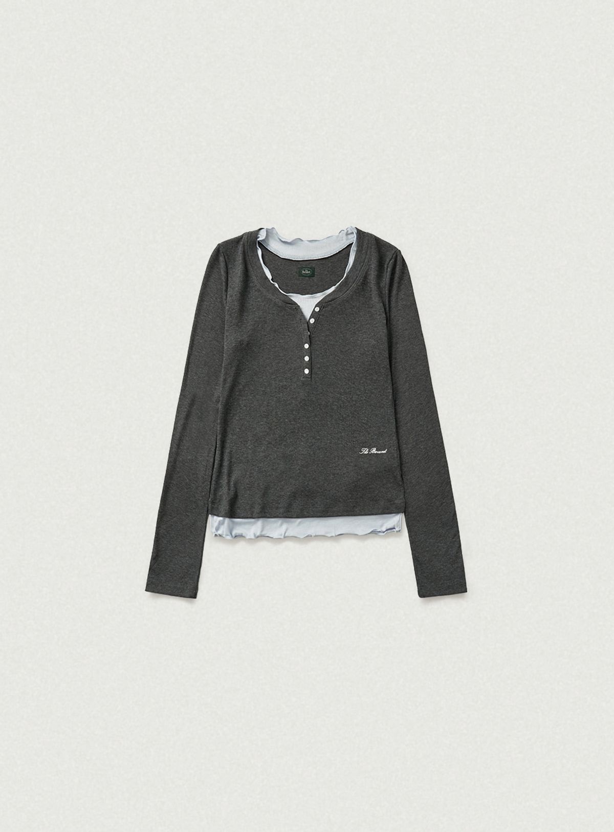 더바넷(THEBARNNET) Aimee Slim Layered T-shirt_Charcoal